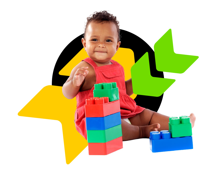 Toddler playing with building blocks